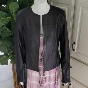 Kate Hill Black Leather Jacket size 12